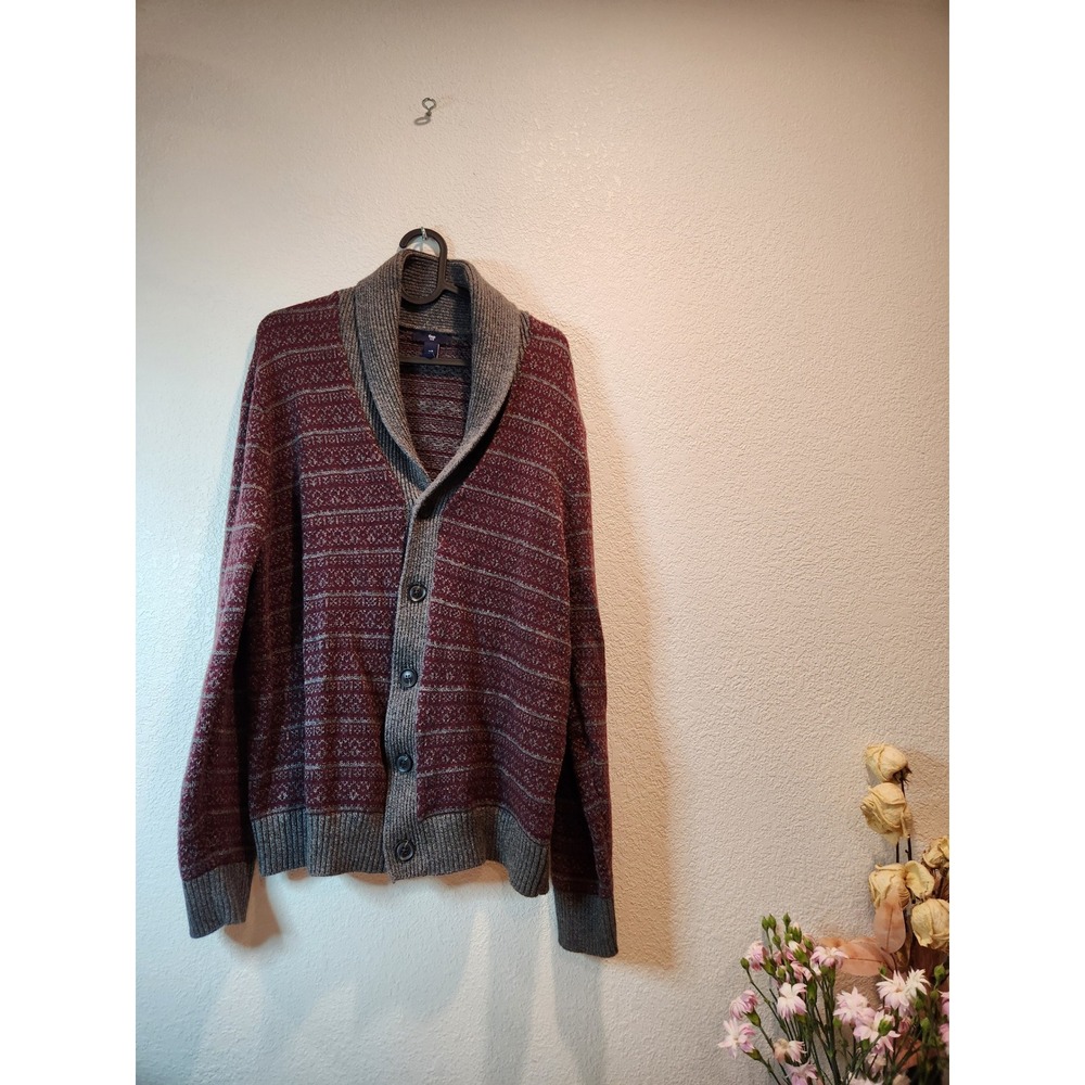 GAP Red Knit Cotton Sweater Size M Grannycore Cottage Fall Cozy Pullover gray